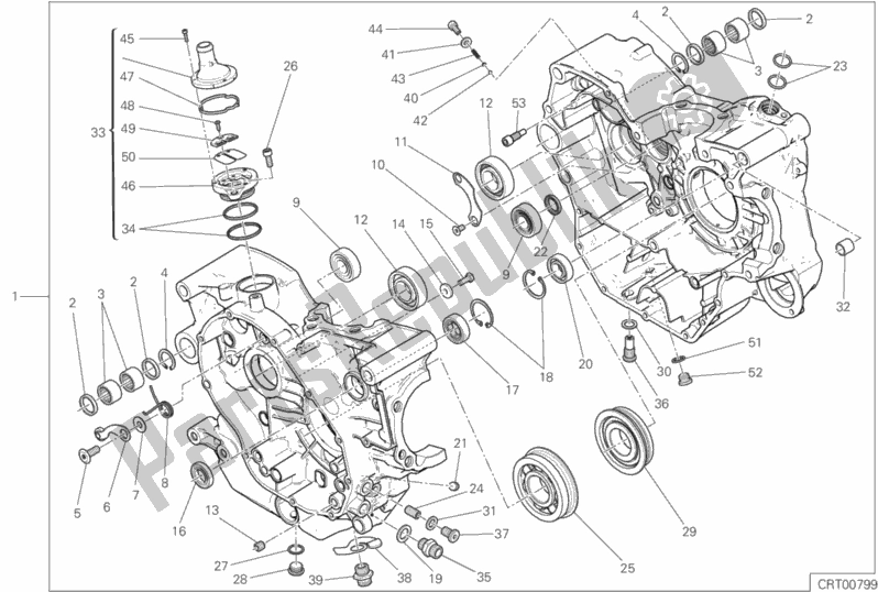 All parts for the 09a - Half-crankcases Pair of the Ducati Scrambler Icon Dark USA 803 2020